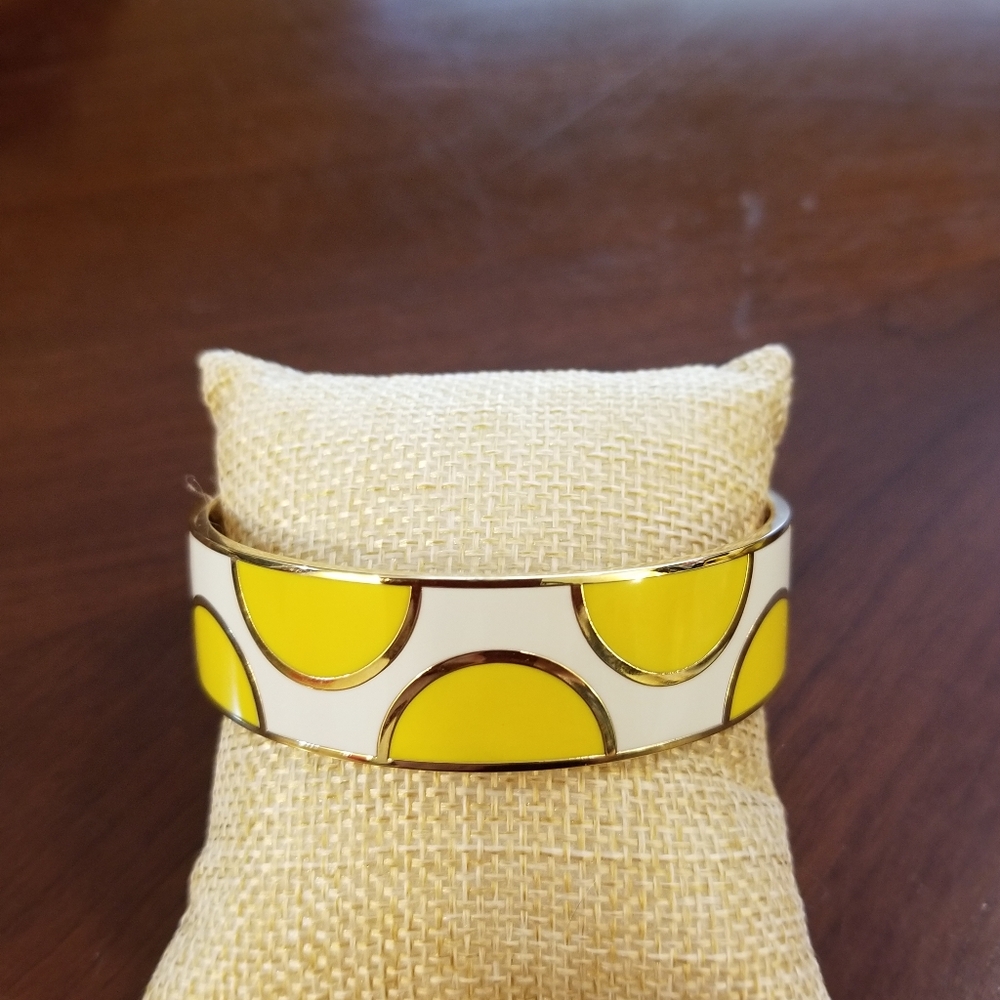 Kate Spade A Place In The Sun Gold And White Bangle Bracelet - Picture 2 of 12